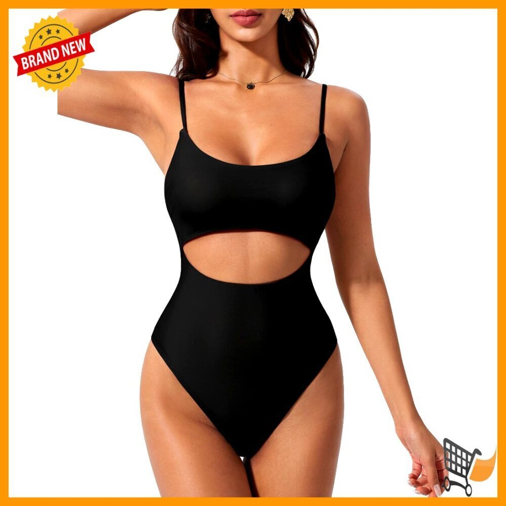 Sexy Cut Out One Piece Swimsuit Tummy Control High Cut Monokini Adjustable